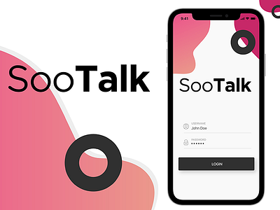 SooTalk gradient ios11 iphonex login minimal phone pink telco ui ux