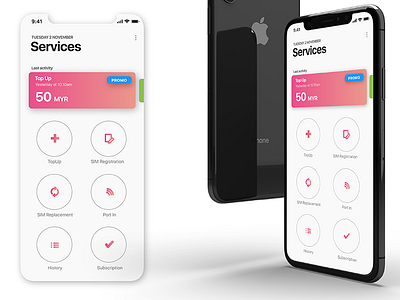SooTalk - Services advertisment gradient ios menu minimalism mobile pink promo services swipe ui ux