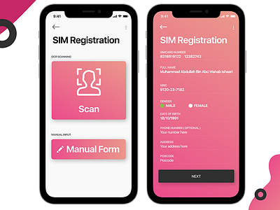 SooTalk - Registration form ios list manual mobile profile register registration scan ui ux