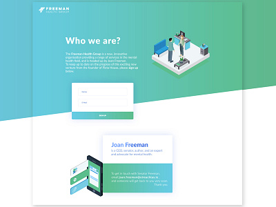 Freeman Health Group Landing Page design health illustration invision isometric landing layout page prototyping ui ux