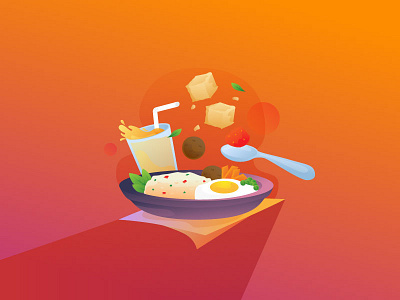 Nasi Goreng dan Es Jeruk food food and beverage food and drink illustration vector