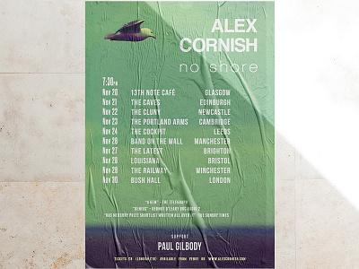 Tour poster for Alex Cornish band poster music poster music promo musician poster poster design print layout