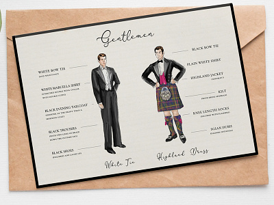 Royal Caledonian Ball dresscode: boys ball dress code graphic design illustration kilt layout retro royal caledonian ball vintage wedding
