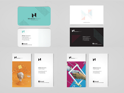 Windows NEXT Business Cards branding business card card clean color design editorial identity illustration logo print style guide