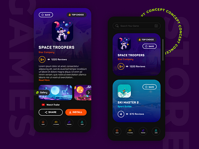 Games Store Mobile app games interface prototype store ui ux