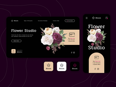 Bloom Flower Studio app branding design flower interface logo prototype site store studio ui ux website