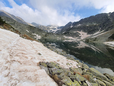 A divine place to be beautiful cristal water design hiking ice illustration lake logo mountains rocks