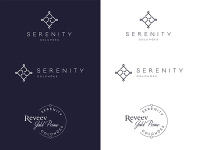 Serenity badge branding fancy flower line logo navy