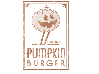 Pumpkin Burger logo 1977 brand branding burger design graphic design illustration logo old old school oldschool pumpkin steambot willy vector vintage vintage logo vintagelogo