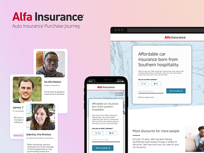 Alfa Auto Insurance Personas and Landing Page journey map landing page persona
