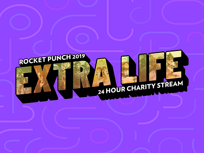 Extra Life 2019 Logo for Rocket Punch gaming logo purple retro twitch