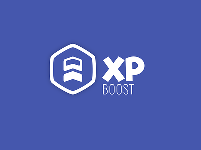 XP Boost | HP Boost | DEF Boost blue logo logo design purple red