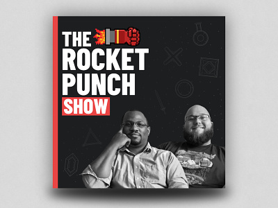 Rocket Punch Show Podcast Logo black gaming logo podcast red rocket punch