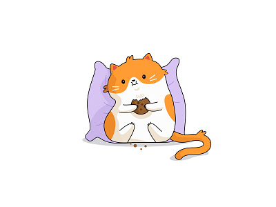 Cat with chocolate cookie cat design graphic design illustration vector