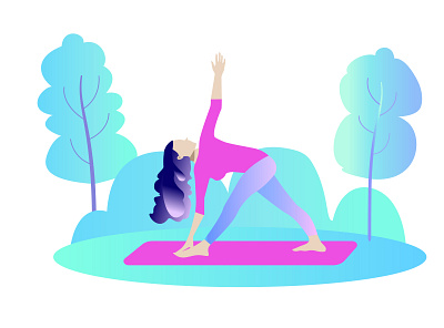 The Healing Power of Yoga in Nature 2d characters design flat girl graphic design illustration nature people shape vector vector illustration yoga