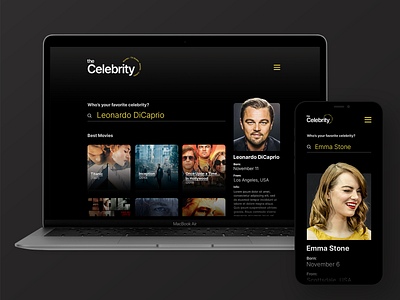 Celebs Web & App Concept celebrity movie uidesign webdesign