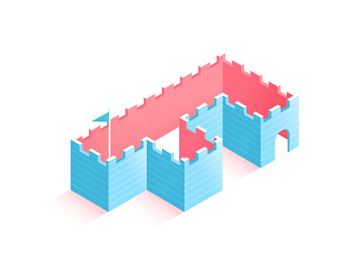 'F' is for fort 36daysoftype adventure building color fort fun illustration isometric kid letter play type