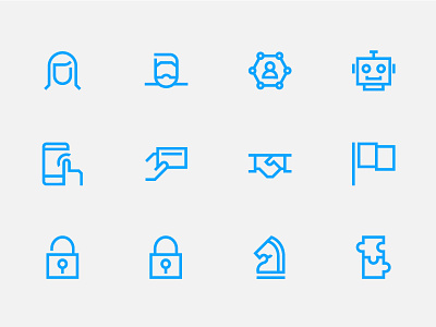 Iconography brand design icon iconography icons illustration line lock puzzle robot strategy