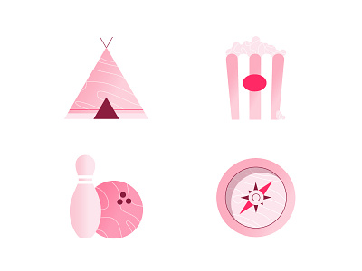 Icon style test azulrecreo ball bowl bowling compass fun icon pink popcorn teepee tent tipi