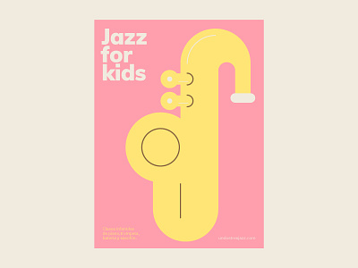 Jazz for kids azul recreo classes flat illustration instrument jazz kids minimalism music poster saxophone school vector