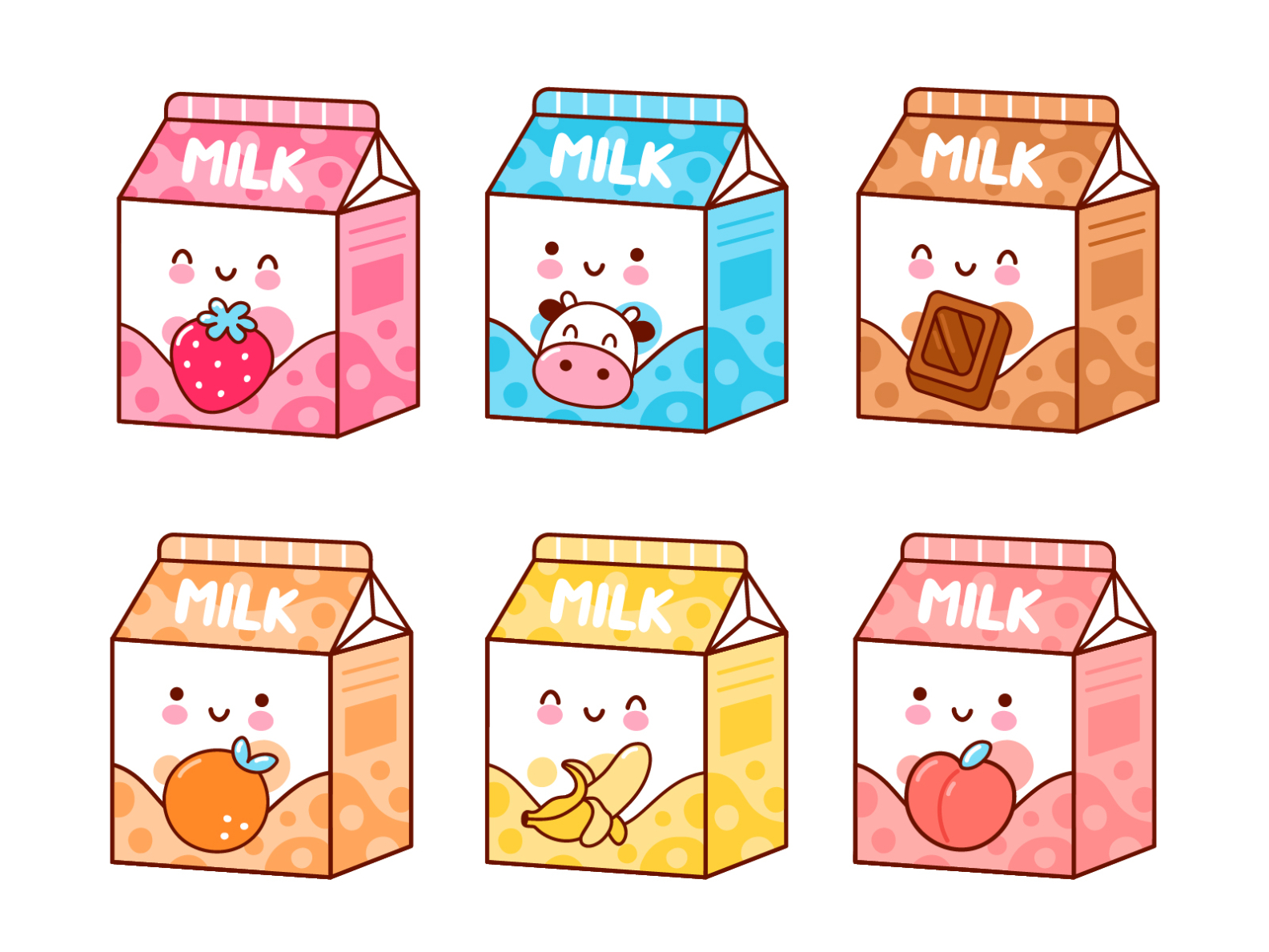 Kawaii flavored milk by Slavko Kahovsky on Dribbble