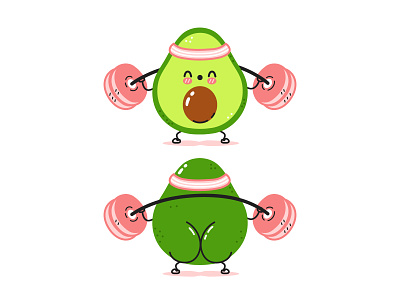 Avocado gym ass avocado bottom butt buttock cartoon character cute doodle fitness food funny gym healthy illustration kawaii sport squats vegan workout