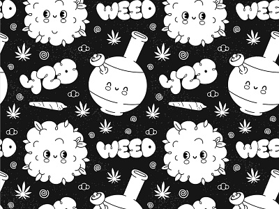 Vintage cartoon 420 420 bong cannabis cartoon character cute disney green happy high illustration kawaii marijuana pattern pot retro seamless smoking vintage weed