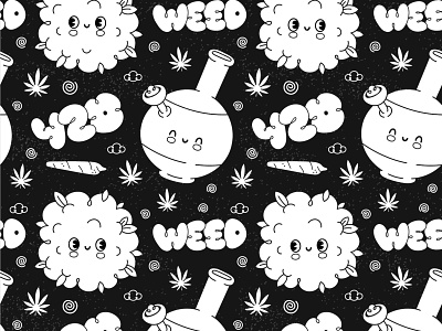 Vintage cartoon 420 420 bong cannabis cartoon character cute disney green happy high illustration kawaii marijuana pattern pot retro seamless smoking vintage weed