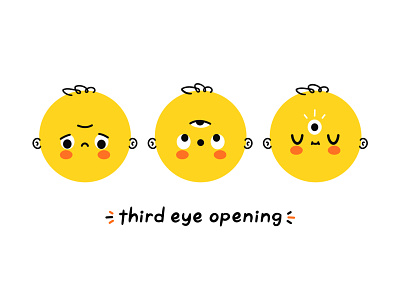 Third eye open buddism cartoon character concept cute emoji eye illustration kawaii poster sacred see universe