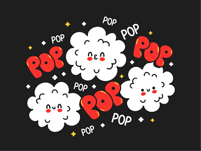 Popcorn concept cartoon character cooking cute illustration kawaii popcorn poster