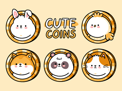 Cute coins baby cartoon character coin crypto finance illustration kawaii money