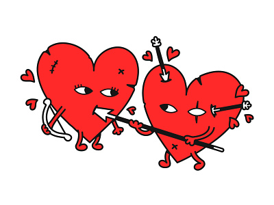 Love is war arrow card cartoon character cute illustration print relationship