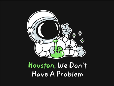 houston we don't have a problem cannabis character green illustration planet smoke weed