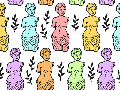 Venus pattern art character concept god greece greek illustration line milo museum myth mythology pattern sculpture seamless statue vector venera venus wallpaper