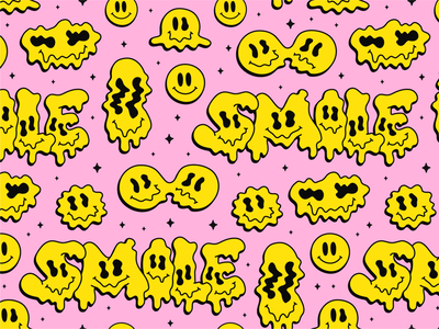 Smiey pattern 60s 90s acid background character face fashion groovy illustration line lsd melt pattern poster psychedelic seamless smile smiley trippy wallpaper