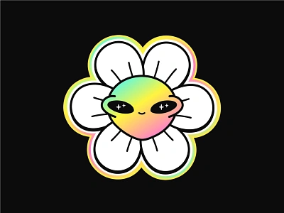 Alien flower acid alien bloom cartoon chamomile character cute face flower gradient illustration kawaii logo lsd print psychedelic sticker t shirt trippy ufo