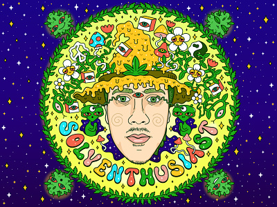 Wizard 420 cannabis cartoon character gashish hash illustration logo magic marijuana mushroom poster psychedelic rasta smoker stoner trip trippy weed wizard
