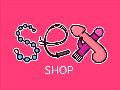 Sex shop logo concept concept flat illustration intimacy line logo sex shop toys