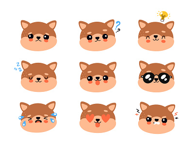 Cute dog emotions set