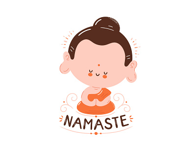 Cute Buddha buddha card cartoon character concept cute doodle hand drawn illustration indian kawaii logo lotus meditate meditation namaste poster print vector yoga