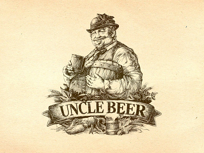 Uncle Beer barrel beer branding brew brewery draw graphic logo store uncle