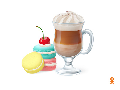 Latte and macarons (for ok.ru) biscuits coffee gift illustration latte macarons sweet