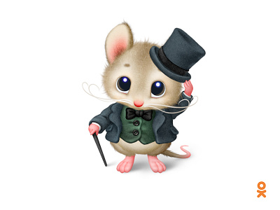 Mouse (for ok.ru) cane cute gentleman hat illustration mouse