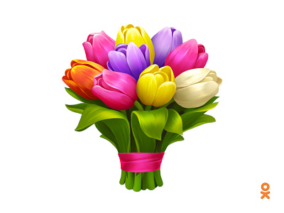 Bouquet of tulips (for ok.ru) bouquet floral flower illusatrtion tulip