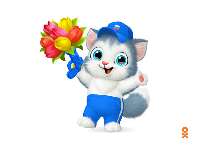 Cat (for ok.ru) cat character flower illustration sport sportsman