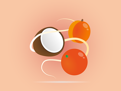 Dancing fruits apricot bar branding coconut fruits illustration juice orange
