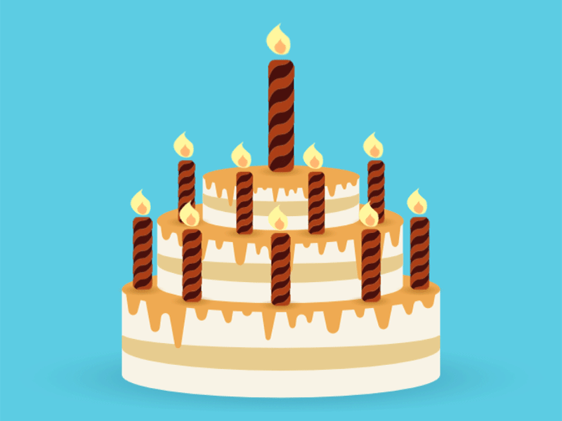 Happy birthday ! animation birthday cake candle flame flat motion