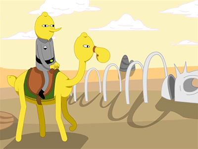 Lemon camel motion design illustration walk cycle duik adventure time rigging camel lemon