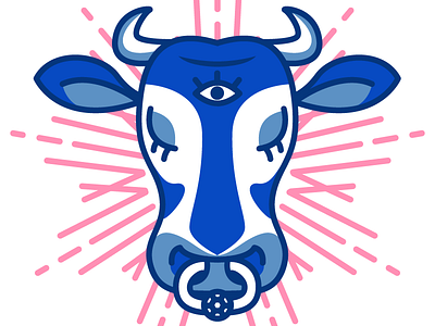 Karmic cow animal blue cow eyes illustration