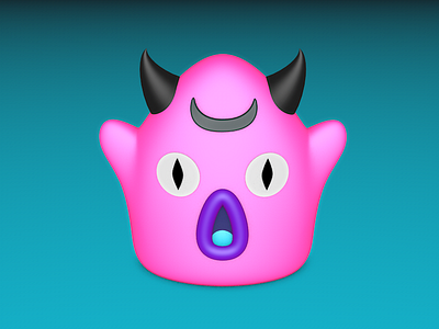 Pink jelly monster 3d c4d cute demon jelly monster pink